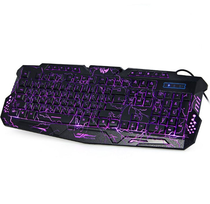 Set di tastiera da gioco cablata J10 con retroilluminazione tricolore, mouse da gioco luminoso e tastiera