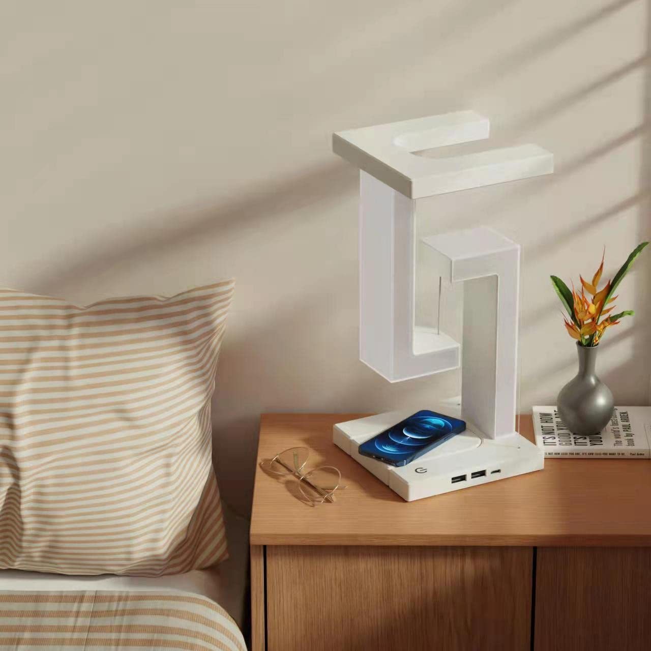Lampada da tavolo a sospensione wireless per smartphone creativa, lampada per casa